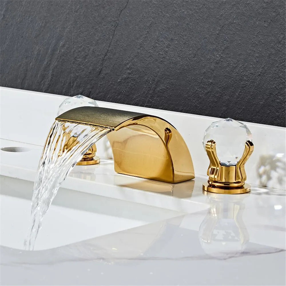 Widespread Crystal Sink Waterfall Faucet – THE KOZY PLACE